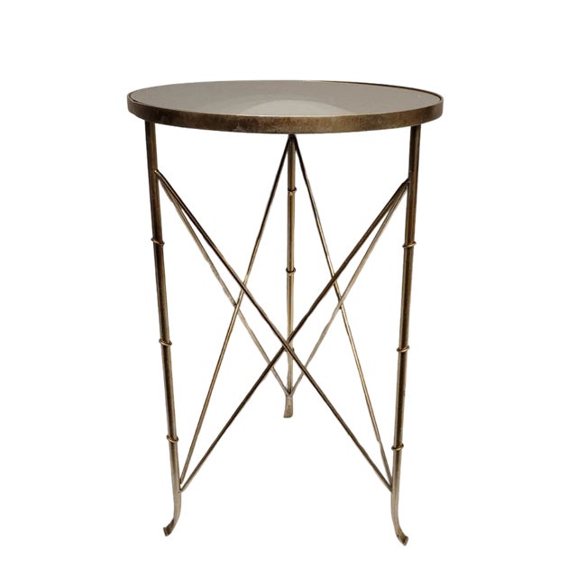Circular Side Table with Mirror Top in the style of Maison Jansen, France, 1980s For Sale
