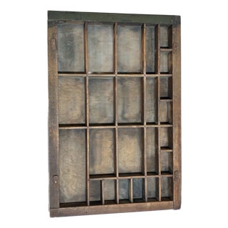 Antique Small Printer’s Type Case Drawer – Letterpress Wood Display Tray c.1900 For Sale