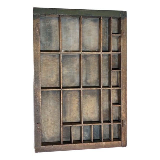 Antique Small Printer’s Type Case Drawer – Letterpress Wood Display Tray c.1900 For Sale
