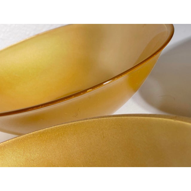 Late 20th Century Late 20th Century Set of 4 French Frosted Champagne Gold Glass Serving Bowls by Arc France For Sale - Image 5 of 6