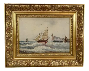 Seascape, 19th Century, Oil, Framed