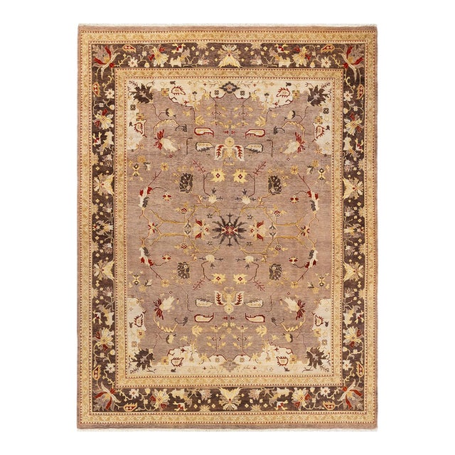 Eclectic, One-of-a-Kind Hand-Knotted Area Rug - Brown, 8' 10" x 12' 2" For Sale