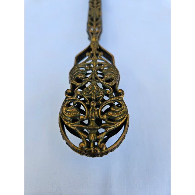 Metal Venetian Brass Filigree Jeweled Mirror and Brush Set For Sale - Image 7 of 17
