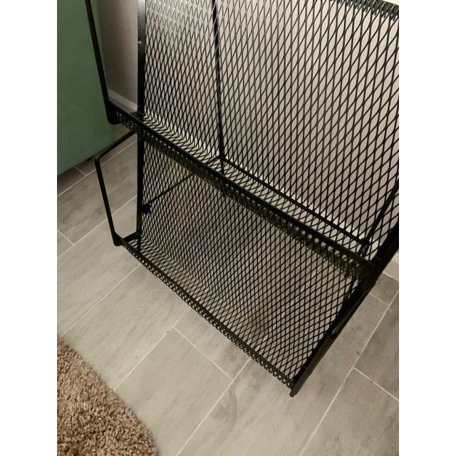 Mid 20th Century Mid Century Modern Folding Iron Magazine Rack - Atomic Modernist Metal Design For Sale - Image 5 of 13