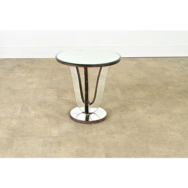 Wood French Vintage Mirrored Gueridon Side Table For Sale - Image 7 of 10