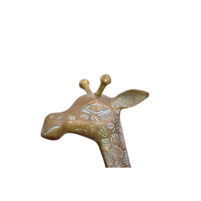 Monumental Mid-Century Modern Hammered Brass & Bronze Giraffe, Animal Sculpture For Sale In Miami - Image 6 of 13