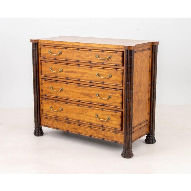 Early 21st Century Aesthetic Style Faux Bamboo Chest of Drawers For Sale - Image 5 of 9