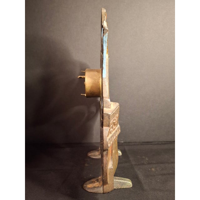 Metal Antique Cast Iron Ship Mantel Clock Connecticut Foundry Waterbury Movement 1920s For Sale - Image 7 of 18