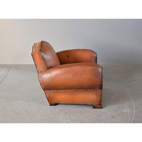 Art Deco French Moustache Backed Leather Armchair, 1920s For Sale - Image 10 of 16