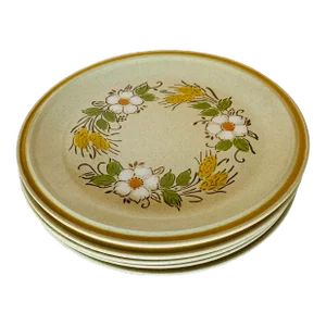 Vintage Hearthside Garden Festival Stoneware Dinner Plates Set of 5