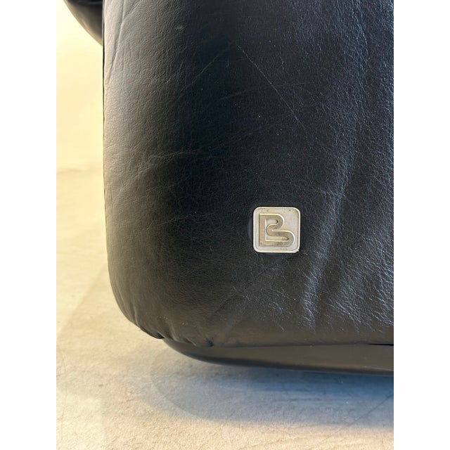 Piumotto Armchairs in Black Leather by Arrigo Arrigoni for Busnelli, 1970s, Set of 2 For Sale - Image 13 of 15
