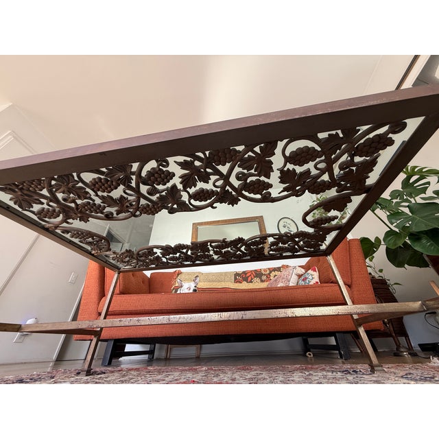 Vintage Wrought Iron Grapevine Coffee Table With Glass Top For Sale - Image 4 of 7