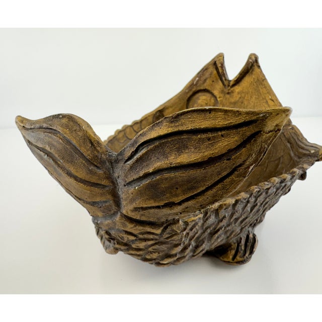 Wood Vintage Rustic Art Carved Fish Catchall Bowl For Sale - Image 7 of 12
