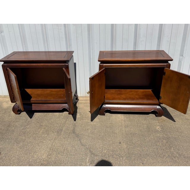 1970s 1970s Broyhill Walnut Parquetry Asian Cabinets, 2 Pieces, Attributed For Sale - Image 5 of 7