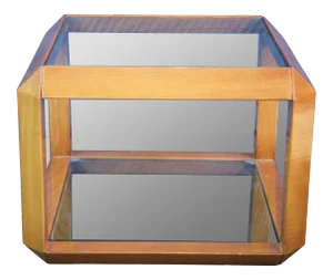 Mid Century Italian Modern Wood and Glass Square Cube Side Table