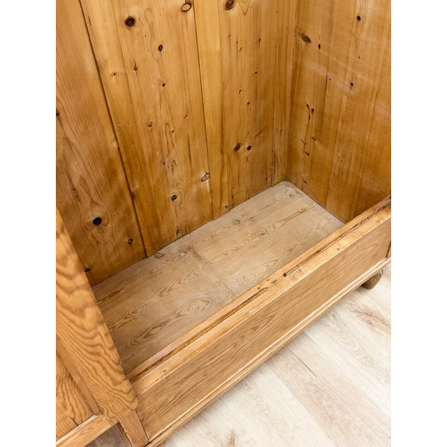 Antique European Pine Wardrobe Two Door Armoire Turned Feet, Natural Wood For Sale - Image 17 of 17