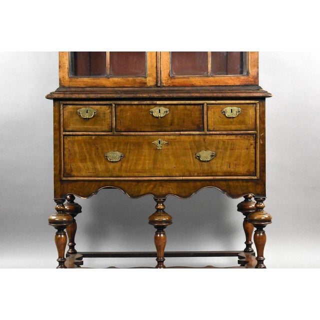 1900 - 1909 Antique Queen Anne Style Walnut Cabinet on Stand, 1900 For Sale - Image 5 of 15