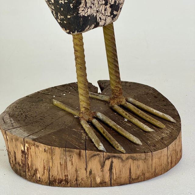Early 20th Century Majestic Primitive Folk Art Hand Carved Vintage Wooden Rooster Sculpture With Original Paint For Sale In New York - Image 6 of 12