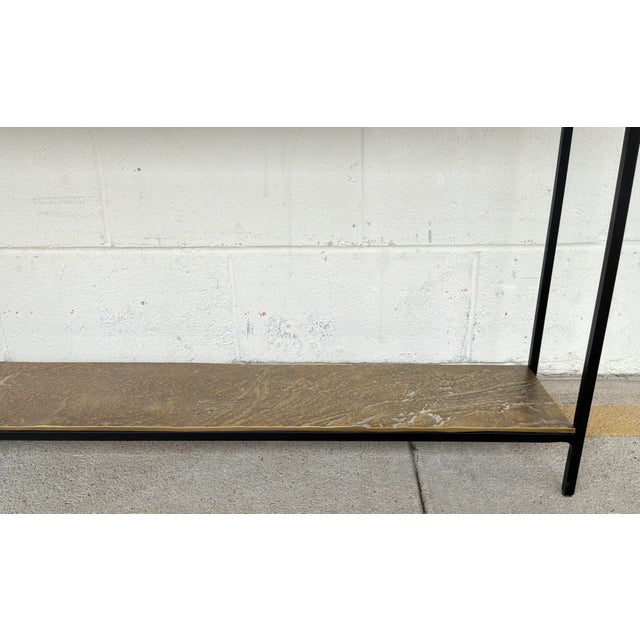 2020s Currey and Company Modern Brass Lathi Console Table For Sale - Image 5 of 5