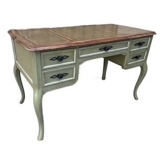 French Provincial Style Leather Top Writing Desk by Sligh Furniture. Circa 1960s. For Sale