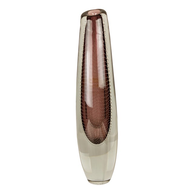 Mid-Century Modern Clear and Purple Glass Vase by Gunnel Nyman for Studio Nuutajarvi, 1957 For Sale