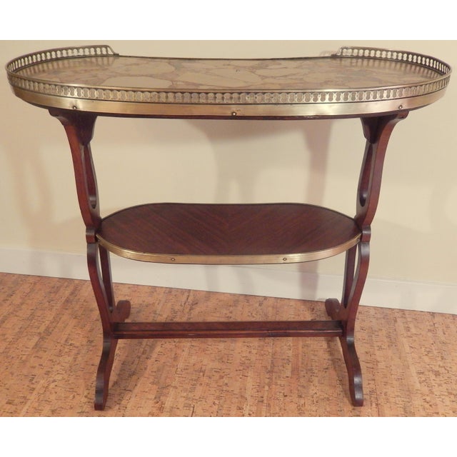 French Early 20th Century French Walnut and Marble Accent Table For Sale - Image 3 of 6