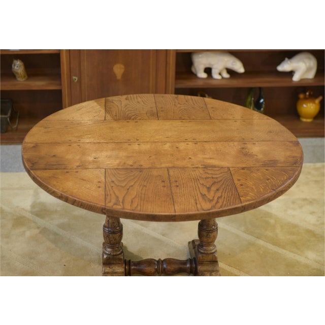 Early 20th Century Circular Oak Table, 1920s For Sale - Image 11 of 13