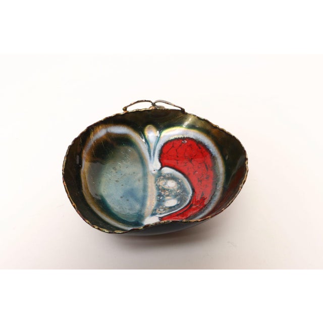 Mid-Century Modern Italian Modern Enamel on Copper "Apple" Dish by Rame d'Arte Lavorazione Laurana For Sale - Image 3 of 17