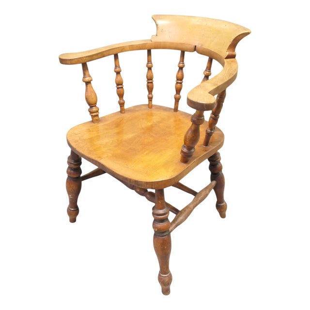 Antique Beech and Elm Smokers Desk Chair, 1800s For Sale