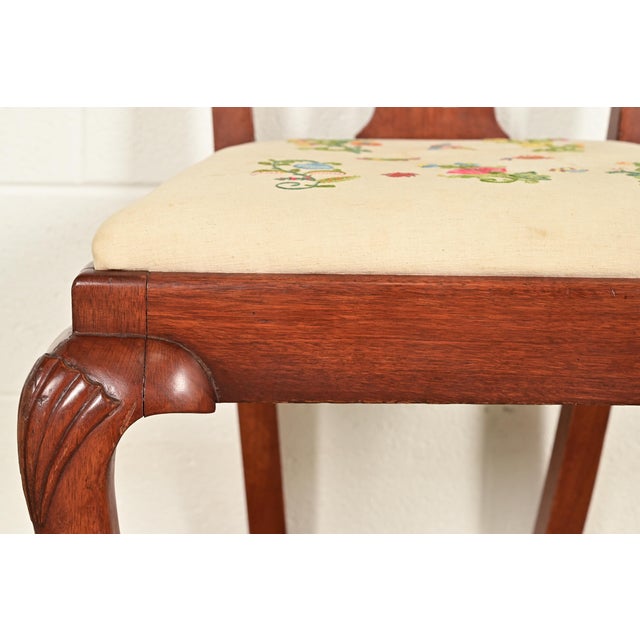 Brown Baker Furniture Style Georgian Carved Mahogany Side Chairs or Dining Chairs, Pair For Sale - Image 8 of 13