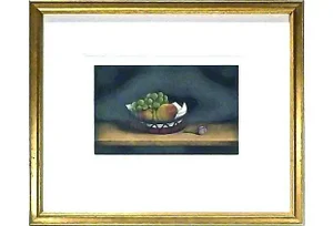 Vintage Fruit Still Life Lithograph Print