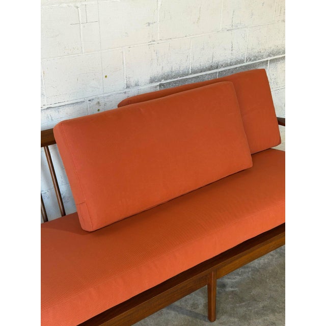 In Style of Ib Kofod-Larsen for Selig Teak Sofa Newly Reupholstered Danish Mid-Century Modern 1960s For Sale - Image 10 of 13