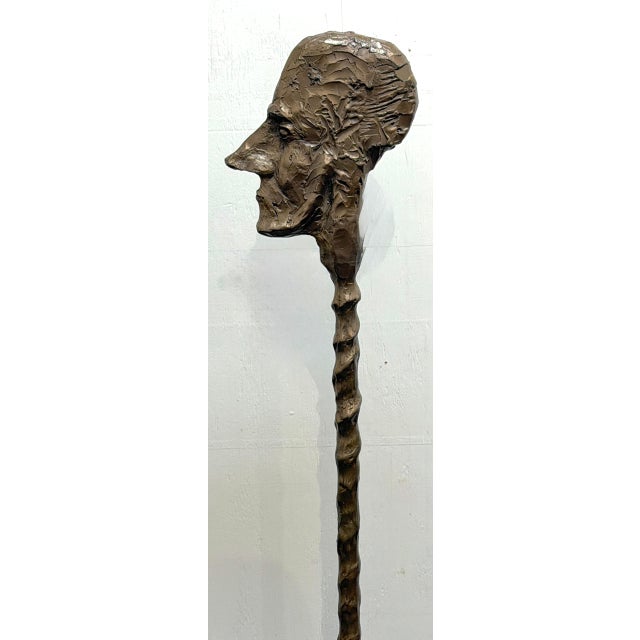 Modern Giacometti School Bronze Male Figural Totem Sculpture, Museum Mounted, 20th C For Sale - Image 3 of 15