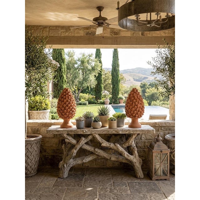 Pair of Hand-Finished Terracotta Pine Cone Finials For Sale - Image 11 of 12