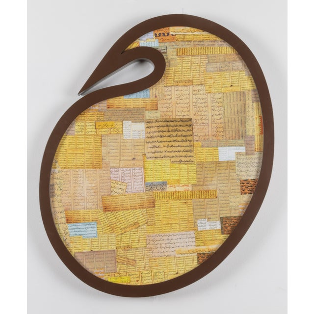 Andisheh Avini, Shaped Collage Painting in Carved Wood Frame Iranian American Contemporary Art, 2007 For Sale In Miami - Image 6 of 17