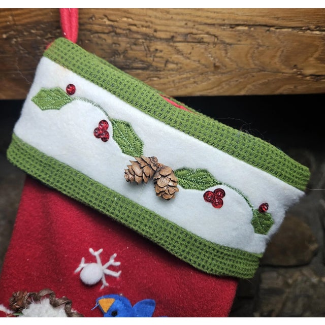 Set of 2 Vintage Festive Christmas Stockings For Sale - Image 12 of 18