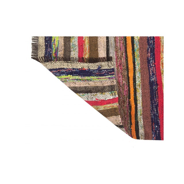 1970s Mini Vintage Striped Rag Rug - 3`1" X 3`10" For Sale - Image 5 of 6