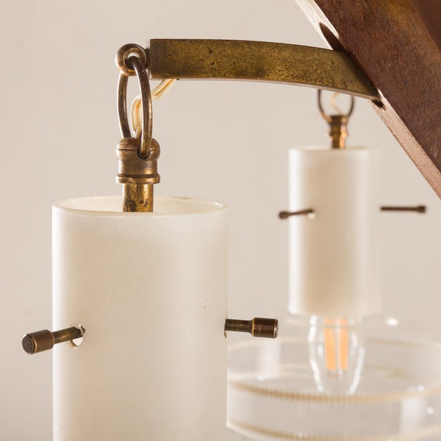 Mid-Century Modern Itailan Murano Glass and Teak Chandelier from Stilnovo, 1960s For Sale - Image 10 of 16