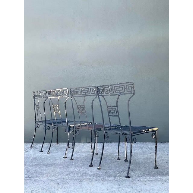 Vintage Meadowcraft Greek Key Metal Patio Chairs - Set of Four For Sale In West Palm - Image 6 of 12
