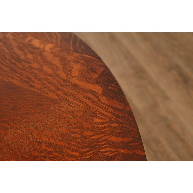 Antique L&JG Stickley Round Extendable Mission Oak Dining Table For Sale - Image 12 of 18