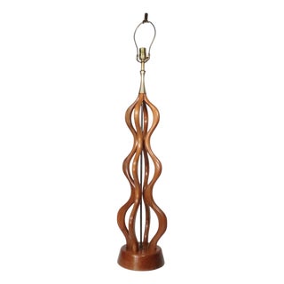 Mid 20th Century Sculptural Wood Mid Century Table Lamp by w.h. Woolums Att. To David Shreve For Sale