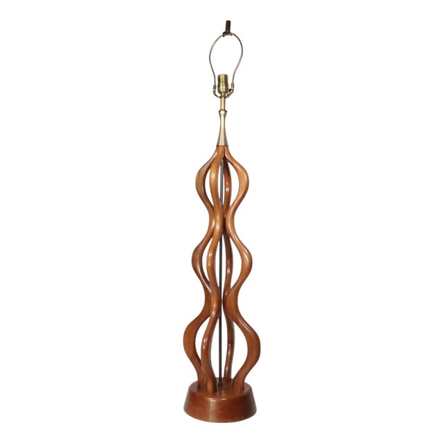 Mid 20th Century Sculptural Wood Mid Century Table Lamp by w.h. Woolums Att. To David Shreve For Sale