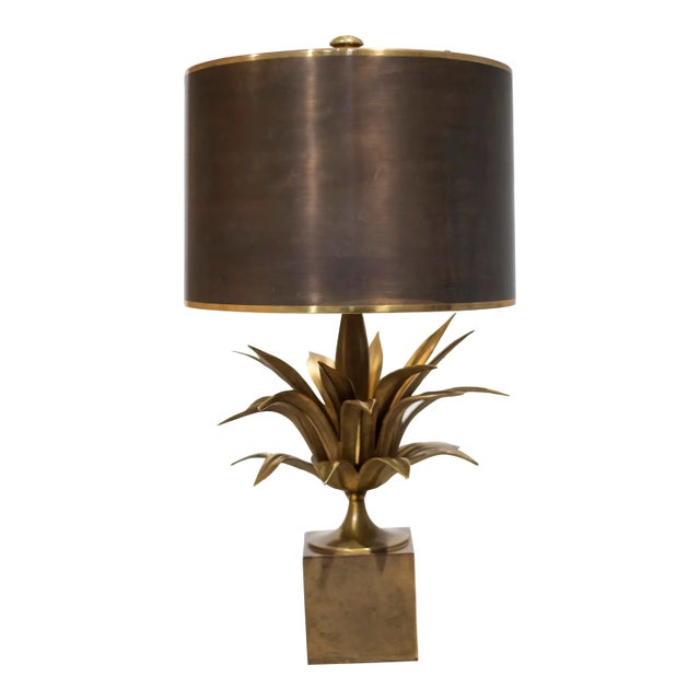 1970s Maison Charles Bronze Lotus Flower Lamp For Sale