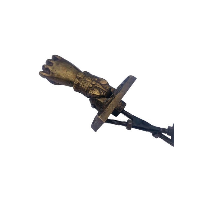 Antique Bronze Hand Door Knocker with the strike plate and bolts.