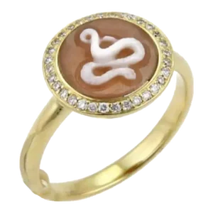 Ippolita Diamond Snake Cameo 18k Yellow Gold Round Ring