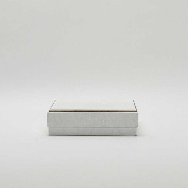 Set of 3 Square Boxes in White Shagreen With Brass Frame by R&y Augousti For Sale In Los Angeles - Image 6 of 7