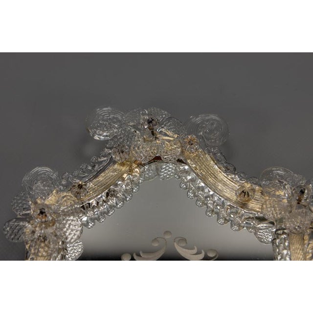 Italian Venetian Wall Mirror with Glass Frame and Candleholder, 1930s For Sale - Image 15 of 18