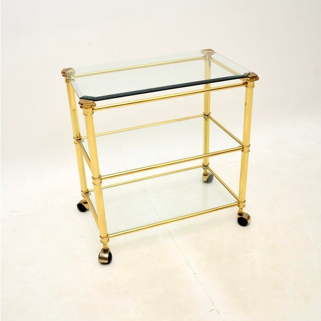 Vintage French Brass Drinks Trolley, 1970s For Sale - Image 9 of 9