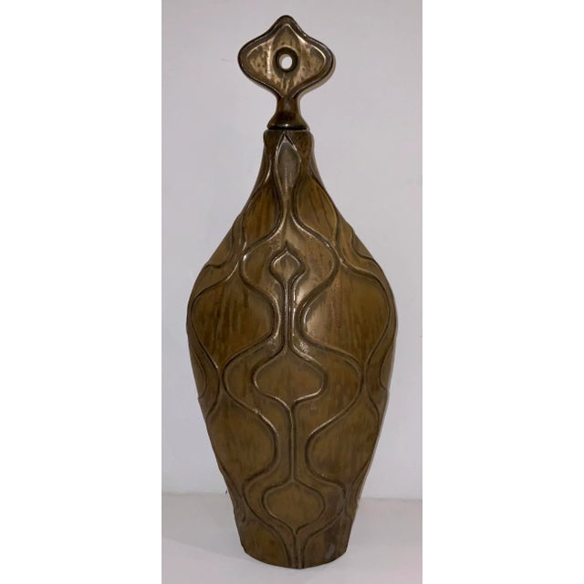 Global Views Global Views Moroccan Style Bronze Glazed Ogee Pottery Jar For Sale - Image 4 of 4