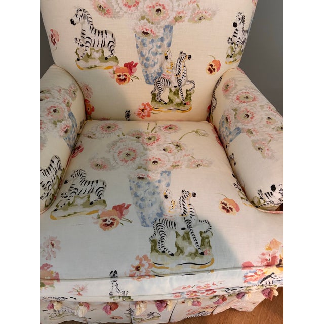 English Hickory Chair, Armchair, Upholstered in Brunschwig & Fils Gillian’s Zebras” Fabric For Sale - Image 3 of 8
